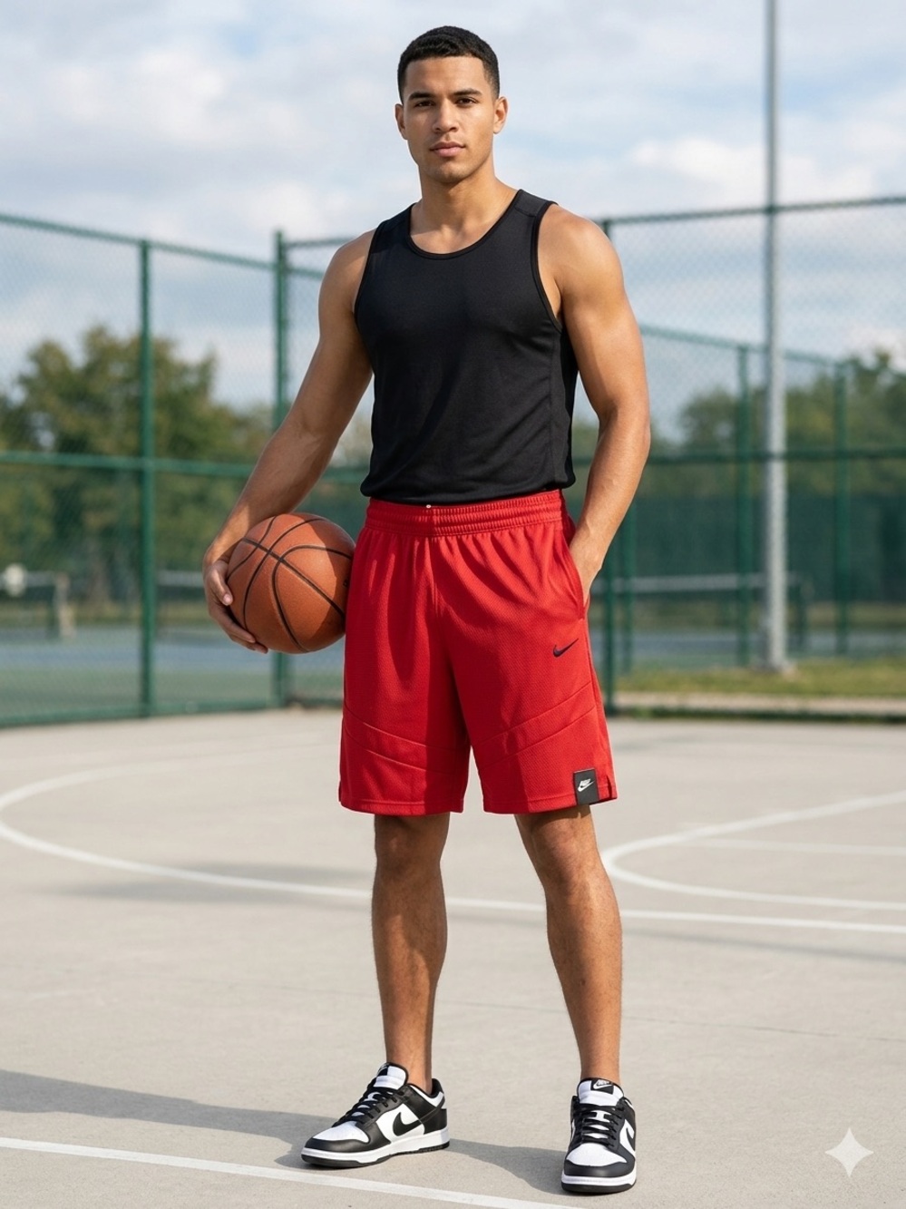 Nike Men's Red Athletic Basketball Shorts
